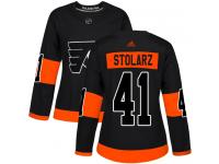 #41 Authentic Anthony Stolarz Black Adidas NHL Alternate Women's Jersey Philadelphia Flyers