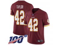 #42 Limited Charley Taylor Burgundy Red Football Home Men's Jersey Washington Redskins Vapor Untouchable 100th Season