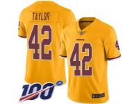 #42 Limited Charley Taylor Gold Football Men's Jersey Washington Redskins Rush Vapor Untouchable 100th Season