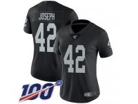 #42 Limited Karl Joseph Black Football Home Women's Jersey Oakland Raiders Vapor Untouchable 100th Season