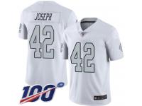 #42 Limited Karl Joseph White Football Youth Jersey Oakland Raiders Rush Vapor Untouchable 100th Season