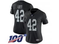 #42 Limited Ronnie Lott Black Football Home Women's Jersey Oakland Raiders Vapor Untouchable 100th Season