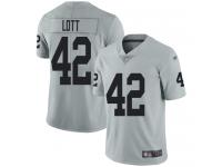 #42 Limited Ronnie Lott Silver Football Men's Jersey Oakland Raiders Inverted Legend