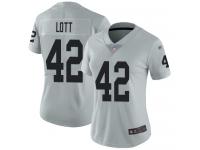 #42 Limited Ronnie Lott Silver Football Women's Jersey Oakland Raiders Inverted Legend
