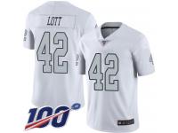 #42 Limited Ronnie Lott White Football Youth Jersey Oakland Raiders Rush Vapor Untouchable 100th Season