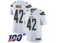 #42 Limited Uchenna Nwosu White Football Road Men's Jersey Los Angeles Chargers Vapor Untouchable 100th Season