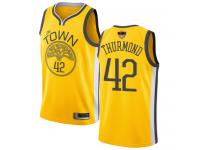 #42  Nate Thurmond Yellow Basketball Men's Jersey Golden State Warriors Earned Edition 2019 Basketball Finals Bound