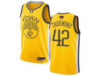 #42  Nate Thurmond Yellow Basketball Youth Jersey Golden State Warriors Earned Edition 2019 Basketball Finals Bound