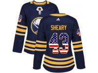 #43 Adidas Authentic Conor Sheary Women's Navy Blue NHL Jersey - Buffalo Sabres USA Flag Fashion