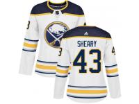 #43 Adidas Authentic Conor Sheary Women's White NHL Jersey - Away Buffalo Sabres