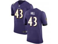 #43 Baltimore Ravens Justice Hill Elite Men's Home Purple Jersey Football Vapor Untouchable