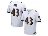 #43 Baltimore Ravens Justice Hill Elite Men's Road White Jersey Football