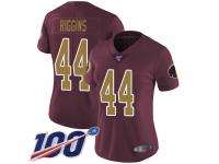 #44 Limited John Riggins Burgundy Red Football Alternate Women's Jersey Washington Redskins Vapor Untouchable 100th Season 80th Anniversary