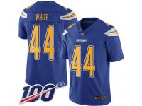 #44 Limited Kyzir White Electric Blue Football Youth Jersey Los Angeles Chargers Rush Vapor Untouchable 100th Season