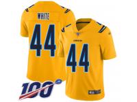 #44 Limited Kyzir White Gold Football Youth Jersey Los Angeles Chargers Inverted Legend 100th Season