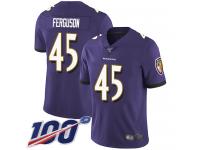 #45 Limited Jaylon Ferguson Purple Football Home Men's Jersey Baltimore Ravens Vapor Untouchable 100th Season