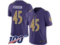 #45 Limited Jaylon Ferguson Purple Football Men's Jersey Baltimore Ravens Rush Vapor Untouchable 100th Season