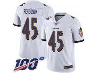 #45 Limited Jaylon Ferguson White Football Road Men's Jersey Baltimore Ravens Vapor Untouchable 100th Season