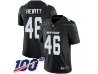 #46 Limited Neville Hewitt Black Football Alternate Men's Jersey New York Jets Vapor Untouchable 100th Season