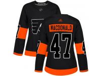 #47 Authentic Andrew MacDonald Black Adidas NHL Alternate Women's Jersey Philadelphia Flyers