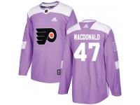 #47 Authentic Andrew MacDonald Purple Adidas NHL Youth Jersey Philadelphia Flyers Fights Cancer Practice