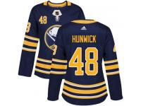 #48 Adidas Authentic Matt Hunwick Women's Navy Blue NHL Jersey - Home Buffalo Sabres