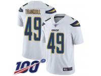 #49 Limited Drue Tranquill White Football Road Youth Jersey Los Angeles Chargers Vapor Untouchable 100th Season