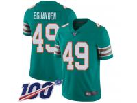 #49 Limited Sam Eguavoen Aqua Green Football Alternate Men's Jersey Miami Dolphins Vapor Untouchable 100th Season