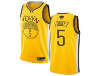 #5  Kevon Looney Yellow Basketball Men's Jersey Golden State Warriors Earned Edition 2019 Basketball Finals Bound