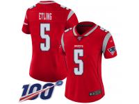 #5 Limited Danny Etling Red Football Women's Jersey New England Patriots Inverted Legend 100th Season