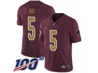 #5 Limited Tress Way Burgundy Red Football Alternate Men's Jersey Washington Redskins Vapor Untouchable 100th Season 80th Anniversary