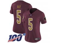 #5 Limited Tress Way Burgundy Red Football Alternate Women's Jersey Washington Redskins Vapor Untouchable 100th Season 80th Anniversary