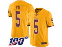 #5 Limited Tress Way Gold Football Men's Jersey Washington Redskins Rush Vapor Untouchable 100th Season