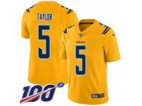 #5 Limited Tyrod Taylor Gold Football Men's Jersey Los Angeles Chargers Inverted Legend 100th Season