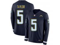 #5 Limited Tyrod Taylor Navy Blue Football Men's Jersey Los Angeles Chargers Therma Long Sleeve