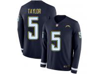 #5 Limited Tyrod Taylor Navy Blue Football Youth Jersey Los Angeles Chargers Therma Long Sleeve