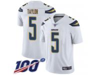 #5 Limited Tyrod Taylor White Football Road Men's Jersey Los Angeles Chargers Vapor Untouchable 100th Season