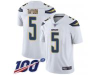 #5 Limited Tyrod Taylor White Football Road Youth Jersey Los Angeles Chargers Vapor Untouchable 100th Season