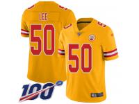 #50 Limited Darron Lee Gold Football Men's Jersey Kansas City Chiefs Inverted Legend Vapor Rush 100th Season