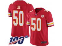 #50 Limited Darron Lee Red Football Home Men's Jersey Kansas City Chiefs Vapor Untouchable 100th Season