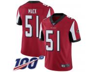 #51 Limited Alex Mack Red Football Home Men's Jersey Atlanta Falcons Vapor Untouchable 100th Season