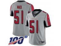 #51 Limited Alex Mack Silver Football Men's Jersey Atlanta Falcons Inverted Legend Vapor Rush 100th Season