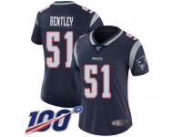 #51 Limited Ja'Whaun Bentley Navy Blue Football Home Women's Jersey New England Patriots Vapor Untouchable 100th Season