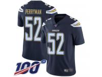 #52 Limited Denzel Perryman Navy Blue Football Home Men's Jersey Los Angeles Chargers Vapor Untouchable 100th Season