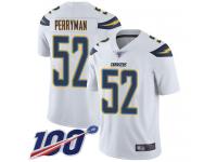 #52 Limited Denzel Perryman White Football Road Men's Jersey Los Angeles Chargers Vapor Untouchable 100th Season