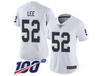 #52 Limited Marquel Lee White Football Road Women's Jersey Oakland Raiders Vapor Untouchable 100th Season