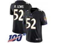 #52 Limited Ray Lewis Black Football Alternate Youth Jersey Baltimore Ravens Vapor Untouchable 100th Season