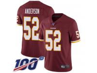 #52 Limited Ryan Anderson Burgundy Red Football Home Youth Jersey Washington Redskins Vapor Untouchable 100th Season