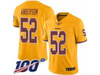 #52 Limited Ryan Anderson Gold Football Men's Jersey Washington Redskins Rush Vapor Untouchable 100th Season