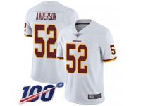 #52 Limited Ryan Anderson White Football Road Men's Jersey Washington Redskins Vapor Untouchable 100th Season